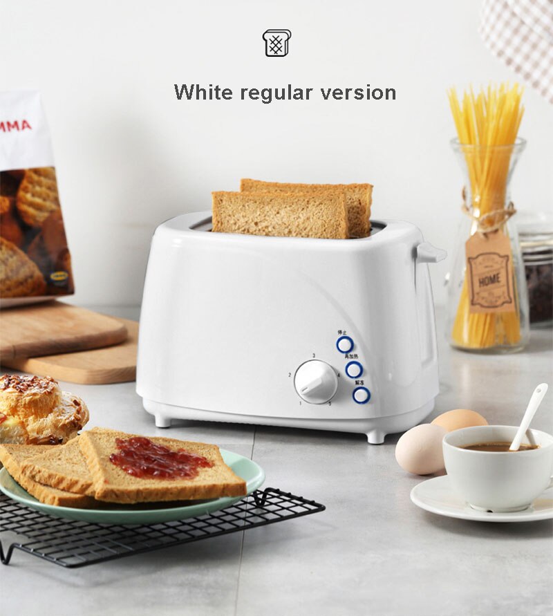 Kbxstart 220V Home Automatic Toaster Fast Heating Bread Breakfast Spit Driver Mini Stainless Steel Toaster 2 Slices: Without grill