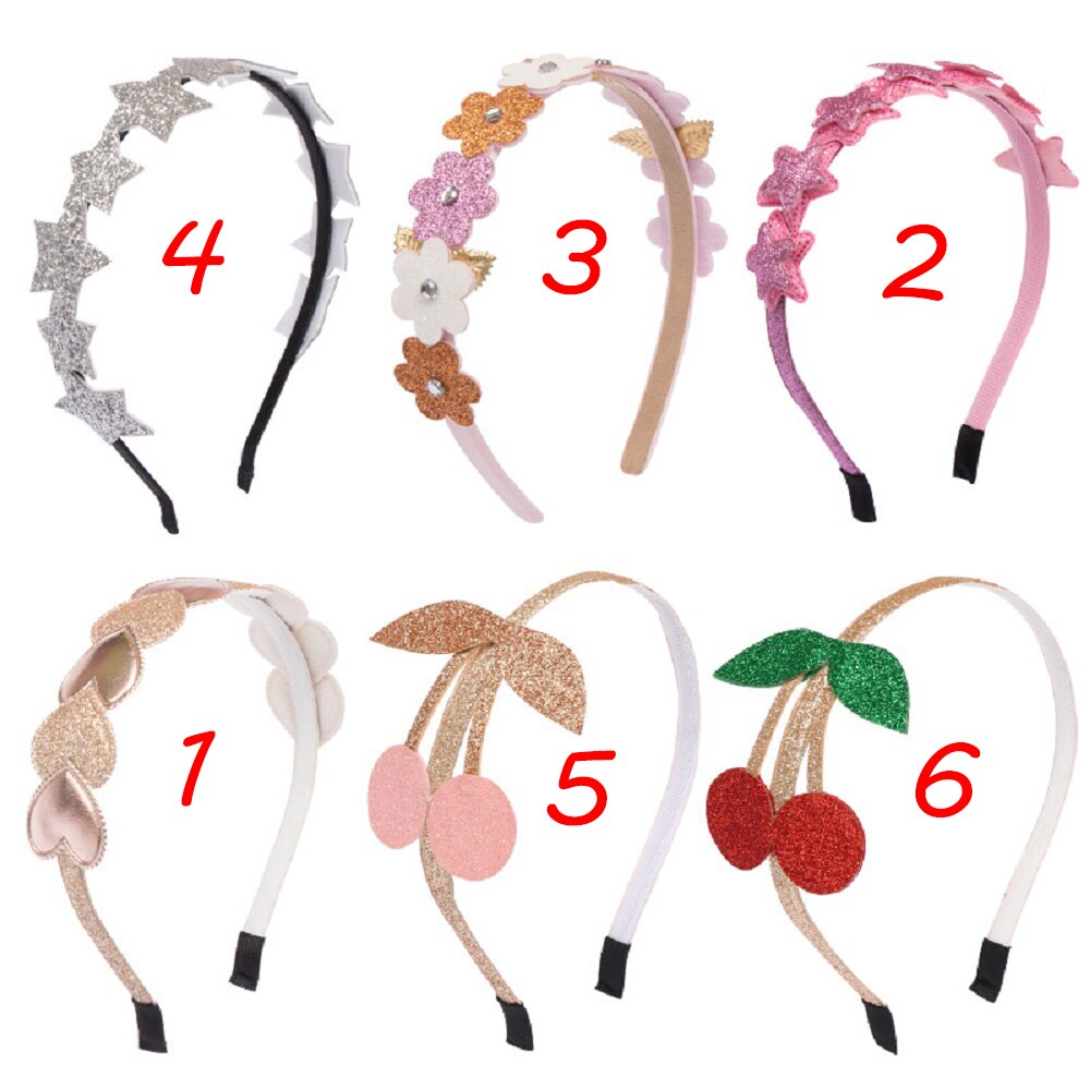 Fascia per capelli per bambini con paillettes lucide Love Cherry Heart fascia BB accessori per capelli per feste fascia per capelli per ragazza