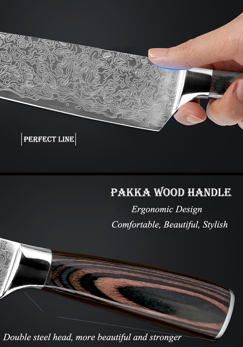 Xituo 2 stk køkkenknive sæt japansk damaskus stål mønster kokke kniv sæt kløver skrælning laks udskæring værktøj træ