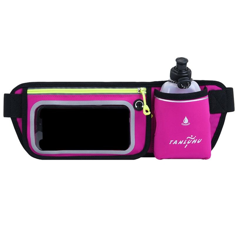 Sport Tasche Gürtel Taille Pack Touchscreen Beutel Wasser Flasche Halfter Lauf Tasche LX9F: Heißer Rosa