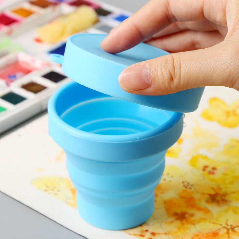 Color silicone small retractable folding watercolor paint painting pen bucket sketch portable small bucket painting art tools