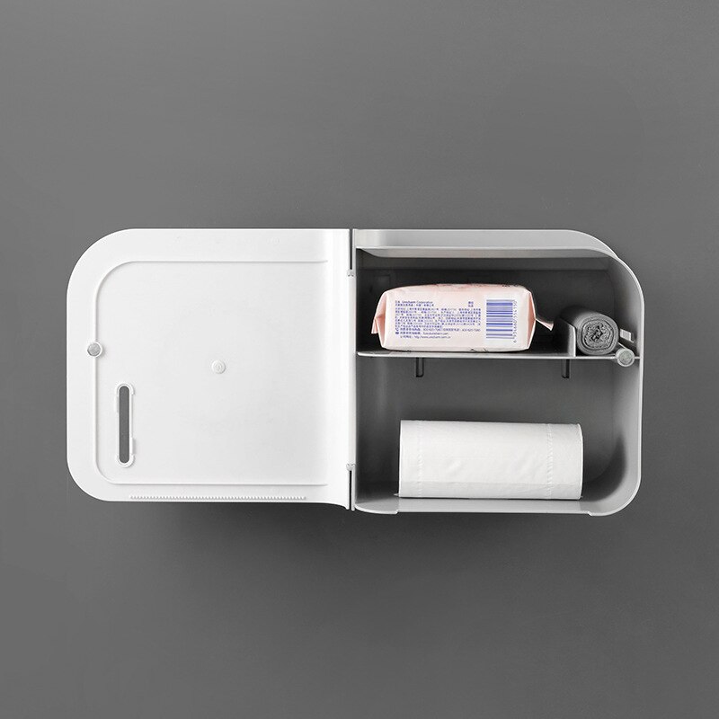 BAISPO-soporte de papel higiénico portátil, caja de almacenamiento impermeable, caja de pañuelos sin perforaciones, soporte de almacenamiento para el hogar, accesorios de baño