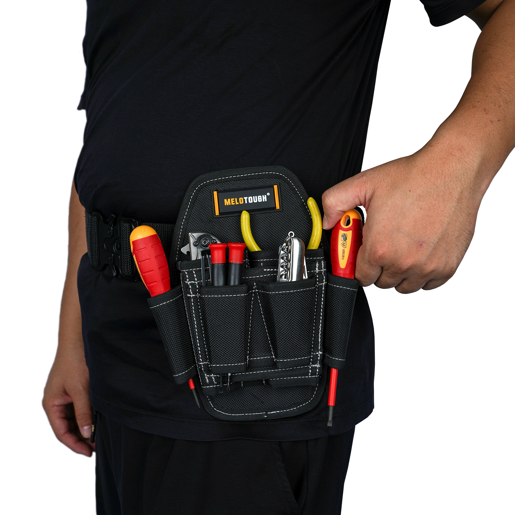 MELOTOUGH Pochette à outils de poche avec clip de ceinture pour électricien, charpentier