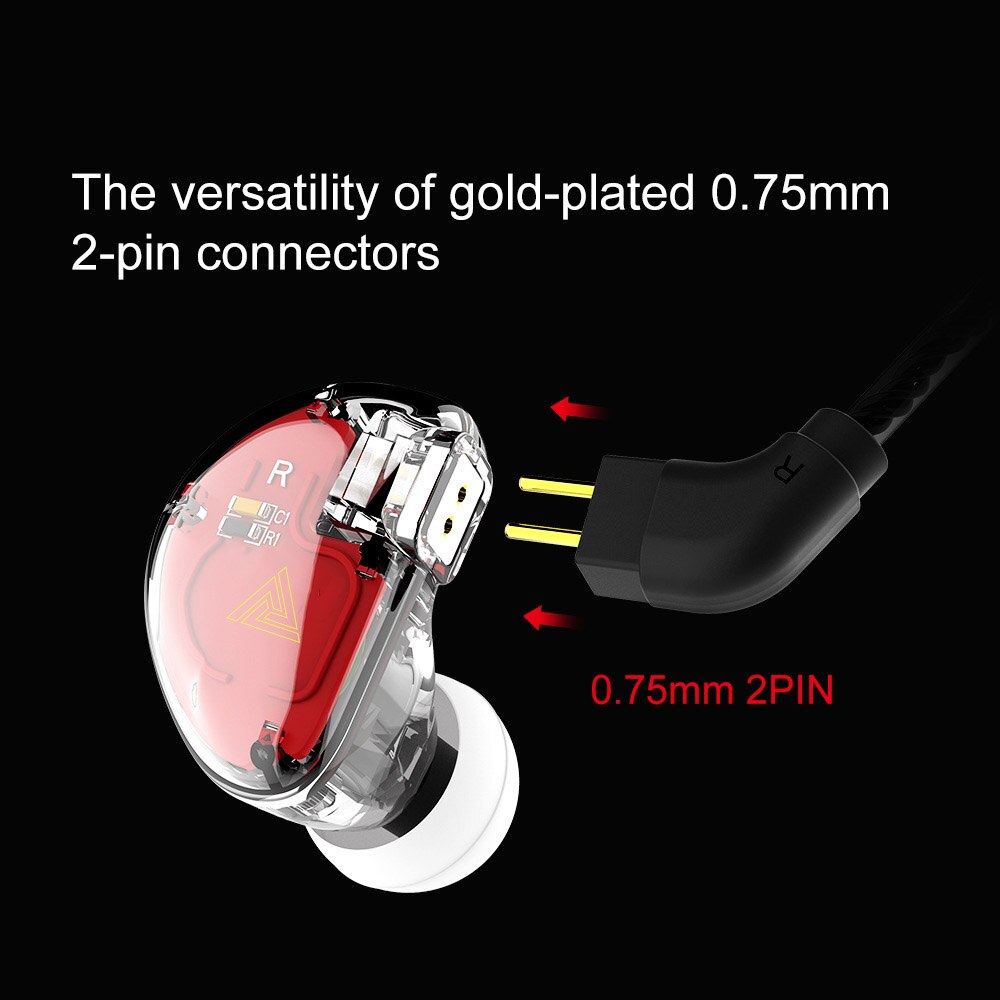 QKZ VK5 Wired Earphone with Mic 4 Unit Moving Ring Heavy Bass In-ear Headset 3.5mm Jack Headphone for Phone PC Laptop MP3 MP4