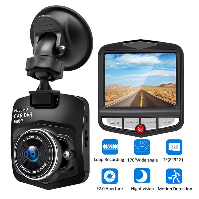 Shield Car HD Dash Cam Video Recorder 170 Degree Wide Angle DVR Camera 1080P Night Vision Car Camcorder Shield Shape Dashcam: Black / None