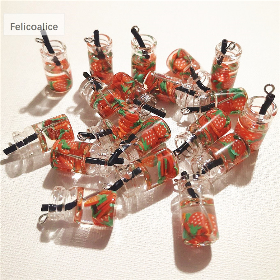 8 stks Fruit Oranje Appel Aardbei Citroensap Miniatuur Voedsel Bedels Hangers Voor DIY Sleutelhanger Ketting Oorbel Accessoires: Paars