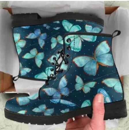 Botas altas con estampado de calavera y flores para mujer, botines estilo Martin para otoño e invierno, británica,: 2 / 35