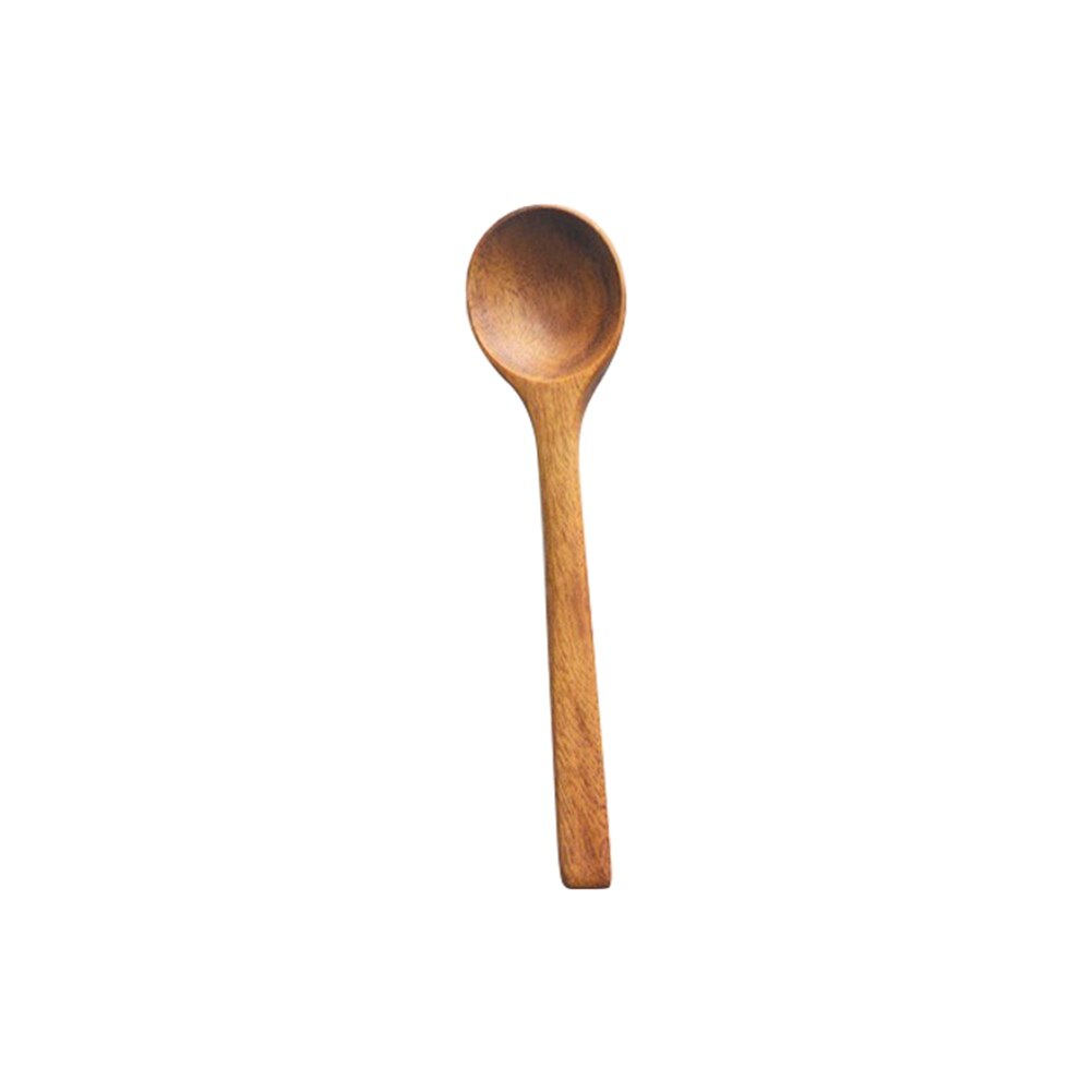 Natural Acacia Kitchen Wooden Spoon Salad Dinner Rice Serving Spoons Wood Fork Spoon Cutlery Tableware Coffee Mixing Spoon: C