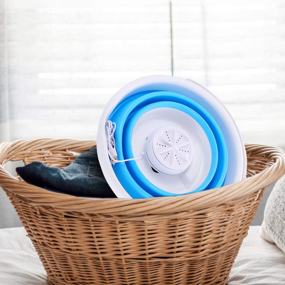 Mini Turbo Washing Machine With Foldable Tub Portable Personal Rotating Ultrasonic Turbines Washer USB Convenient Laundry Washer