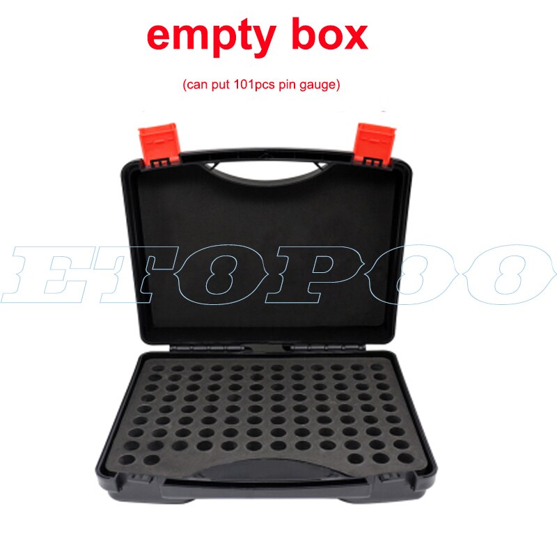 Medidor de pino de aço de precisão, 1.00 ~ 2.00mm ~ 3.00mm ~ 4.00 ~ 5.0, 0.01, plugue suave ferramenta de medição do furo do medidor, 101 pçs/lote: empty plastic box