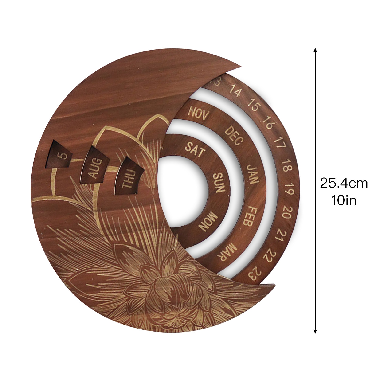 Wooden Wall Calendar Round Multifunctional Perpetual Calendar Home Office Wall Hanging Calendar Vintage Handicraft