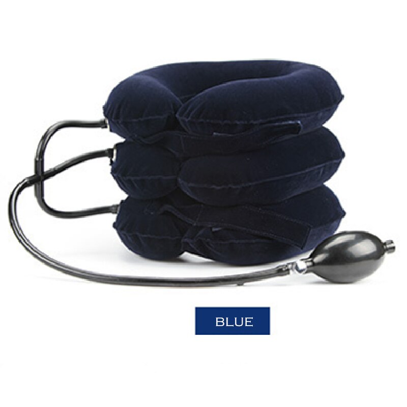Cou tracteur gonflable Air dispositif de Traction cervicale soutien oreiller collier vertèbre orthopédie Massage Relaxation orthèse: blue