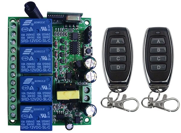 Ac110v 220v 230v 4ch 4 ch 4 kanal 10a relæ rf trådløs fjernbetjening switch system 315 mhz 433 mhz sender og modtager: Brun / 433 mhz