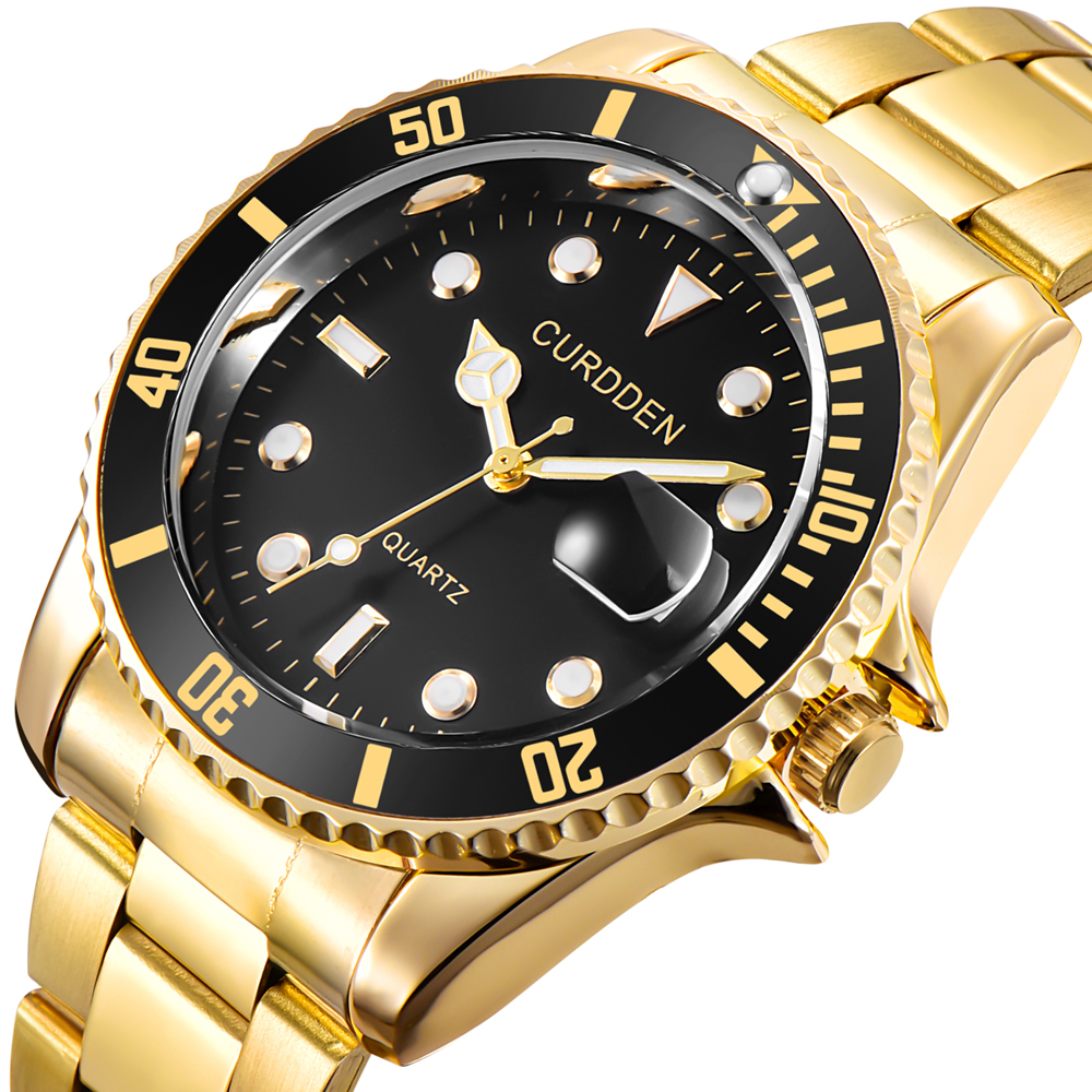 1 ud./lote, relojes de CURDDEN de para Hombre, Reloj de cuarzo con fecha de acero inoxidable a la para Hombre, Reloj de pulsera grande para Hombre Grande