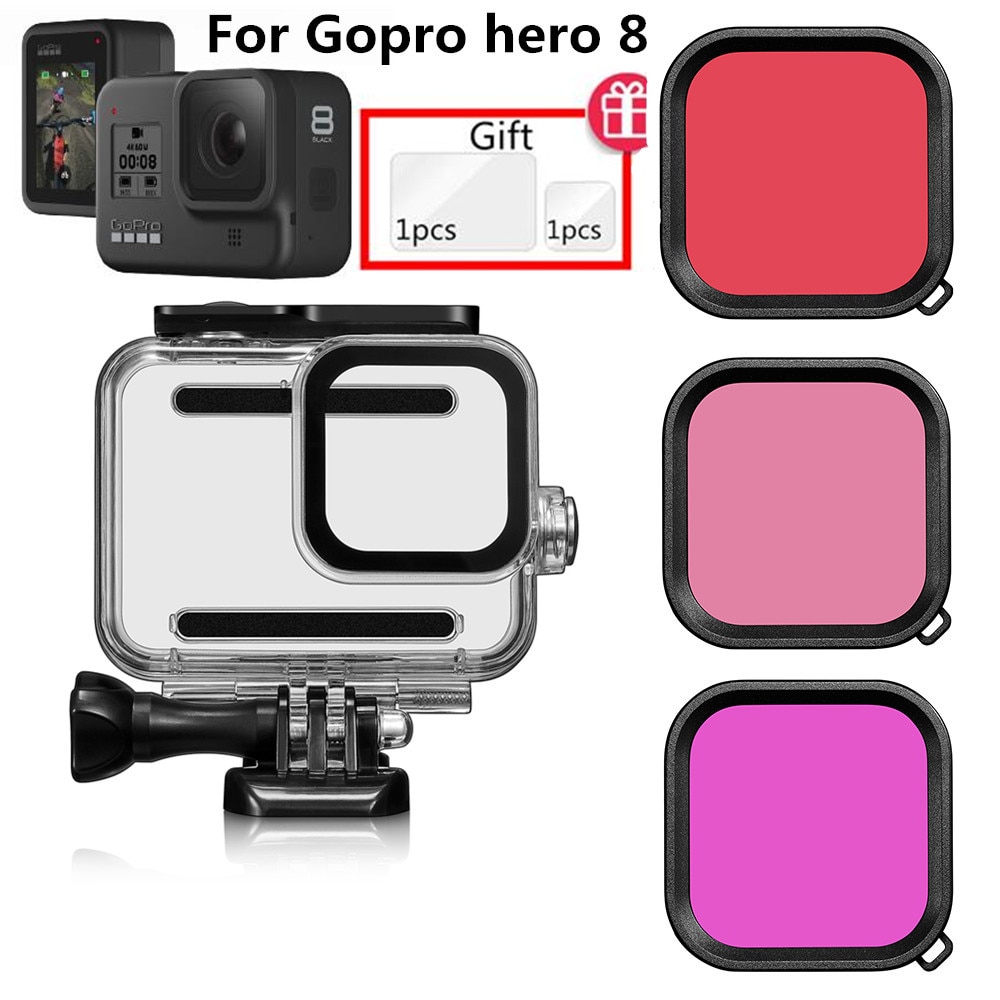 Suptig 60 M Onderwater Waterdichte Behuizing Case Voor Gopro Hero 8 Zwart Camera Accessoires Mount Beschermende Shell Filter Lens