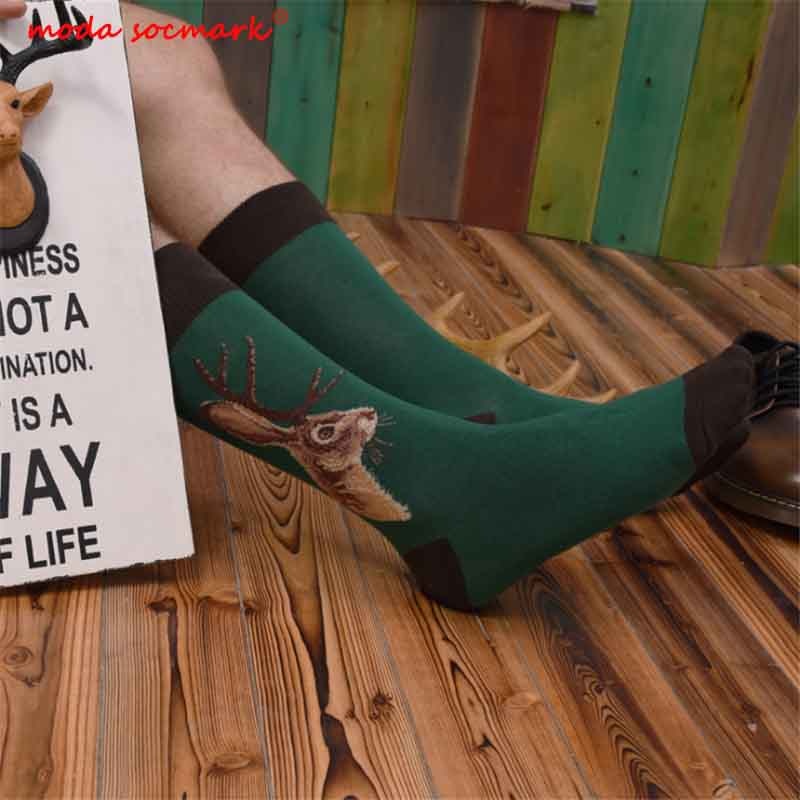 Moda Socmark Happy Socks Men Dog Cat Shark Owl Harajuku Novelty Street Wear Funn Socks Men Cotton Long Socks