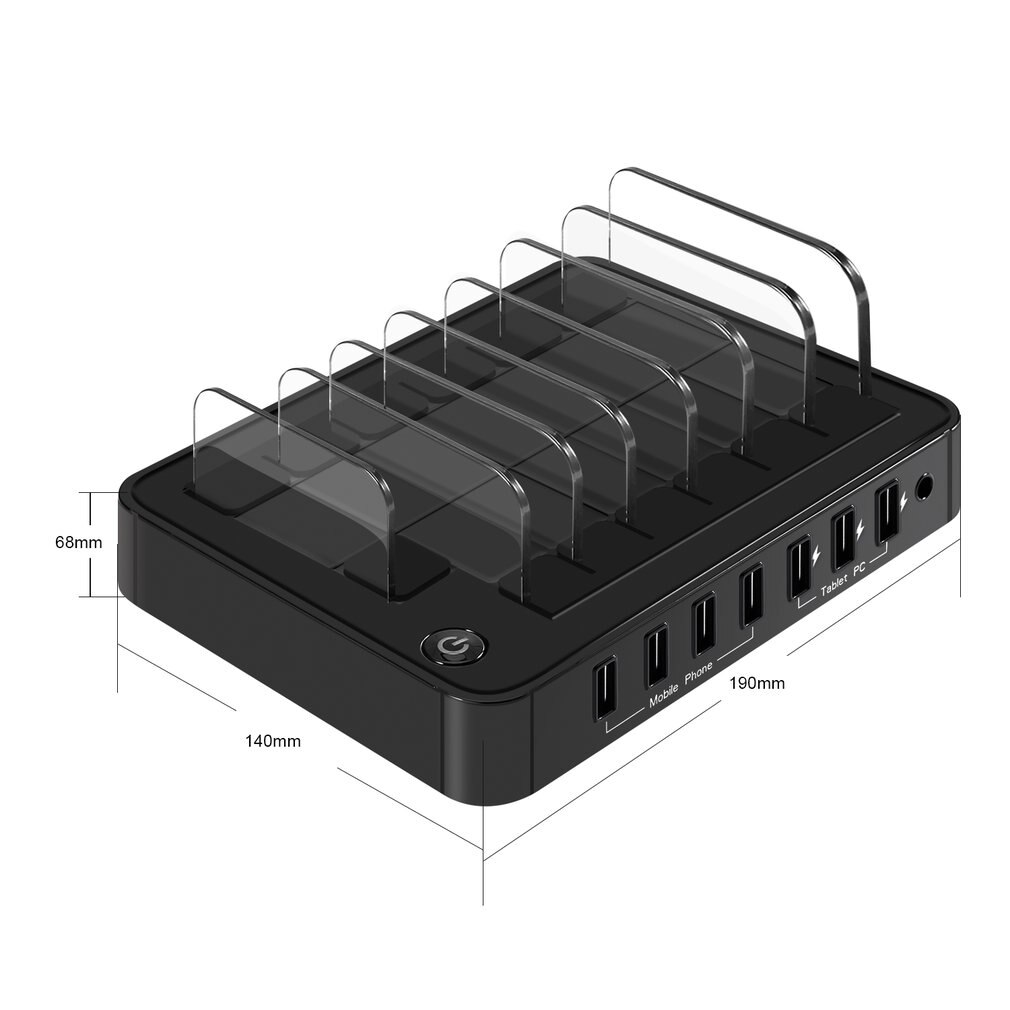 S760 Universal 7-Port USB Charging Station USB Charger Charging Dock With 60W Power Adapter for Tablets Smartphones
