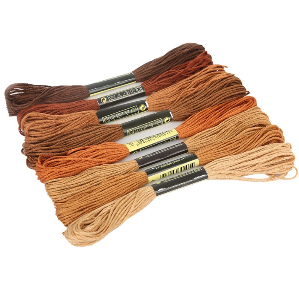 8Pcs 7.5m Cotton Cross Stitch Embroidery Thread Floss DIY Craft Sewing Skeins DIY Sewing Tools: Brown