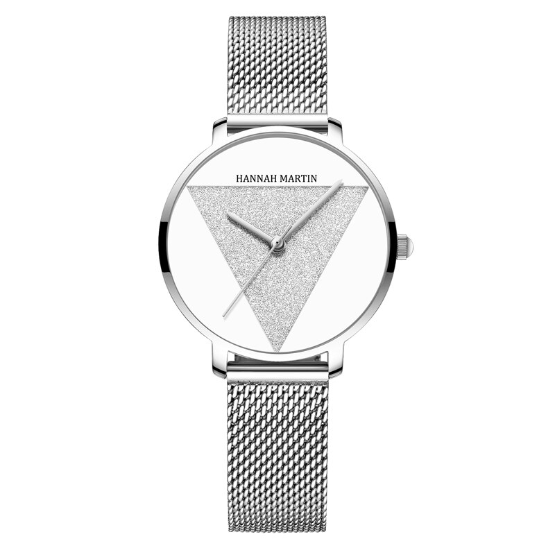 Reloj HM-1332 de acero inoxidable con correa de malla para mujer, cronógrafo de estilo japonés, resistente al agua