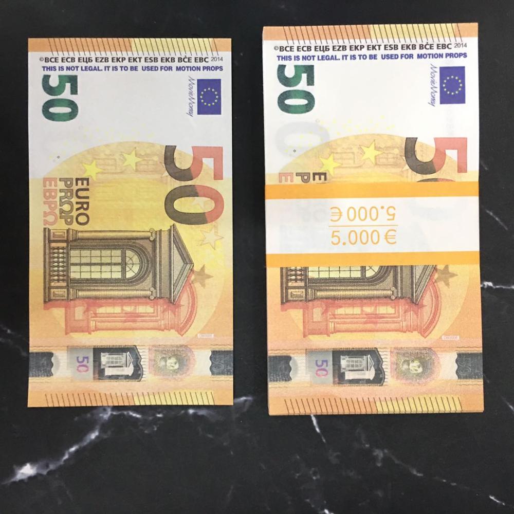 Atacado euros papel dinheiro notas de ouro prop dinheiro papel 10/20/50 euro bills preços nota bancária presentes: 50 euos (100pcs)