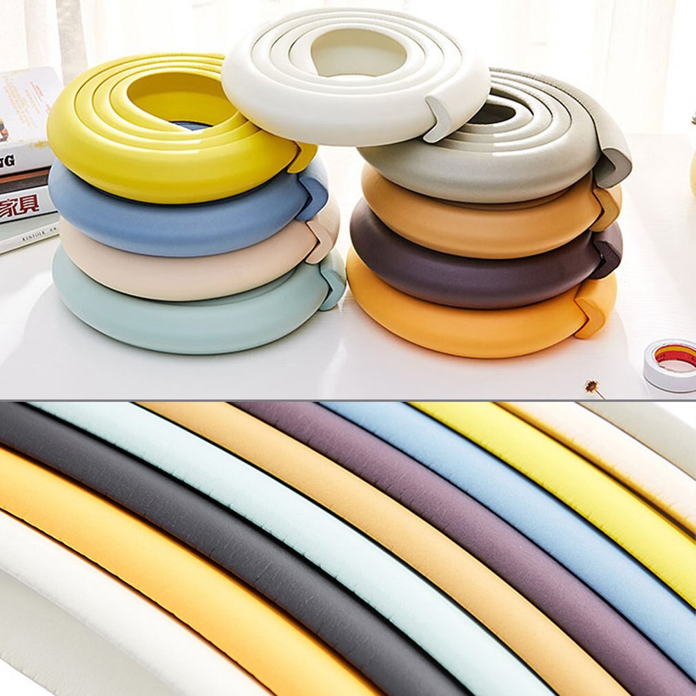 2M Baby Safety Table Desk Edge Guard Strip Corner Protector for Furniture Cushion Rubber Foam Bumper with Double-sided Tape