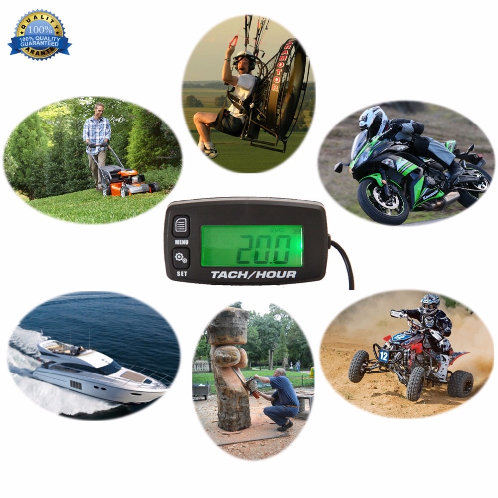 Digital Resettable backlight Hour Meter Tachometer For Motorcycle Marine Boat ATV Snowmobile Generator Mower outboard motocross.