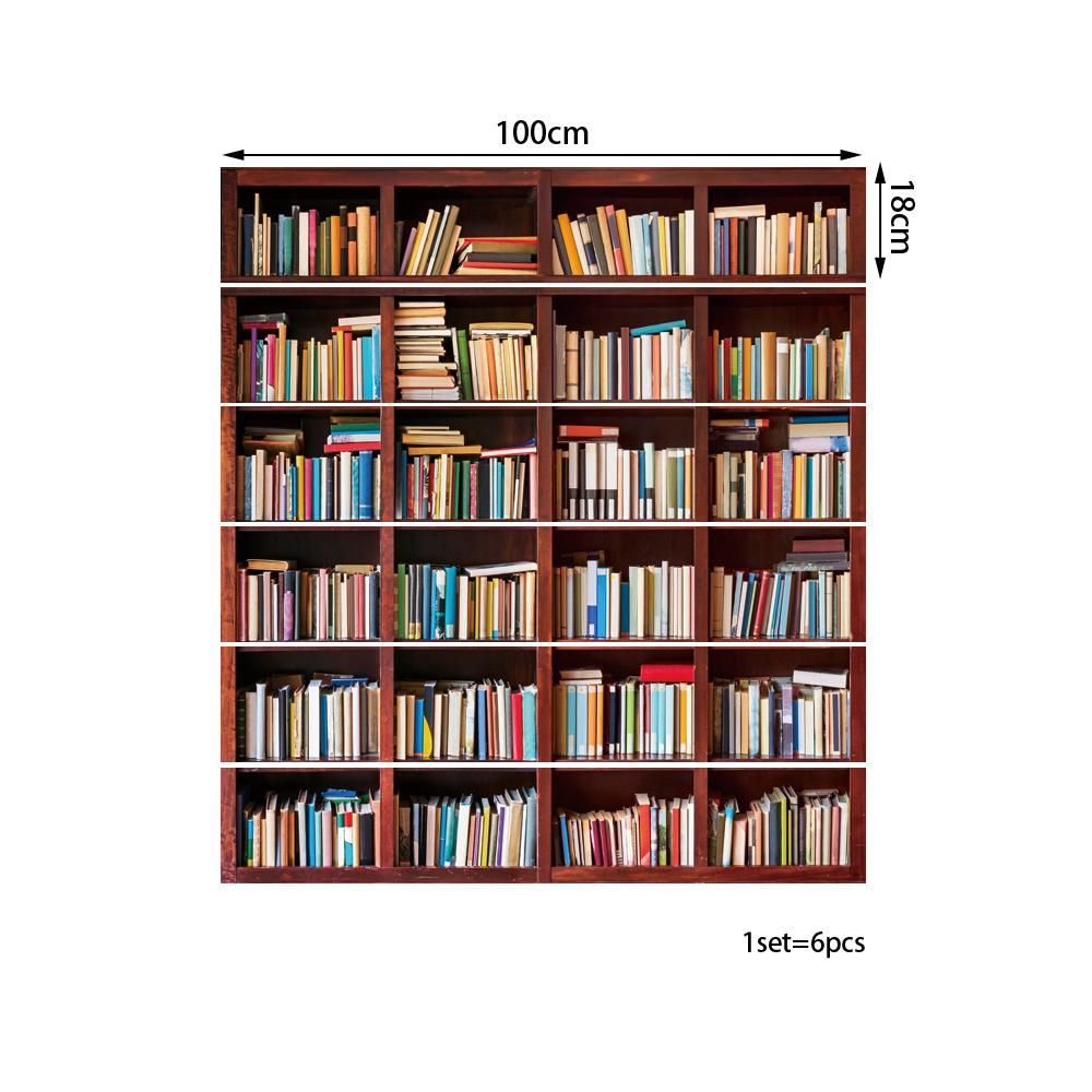 6 teile/satz Bibliothek Treppen Aufkleber Bücherregal Stairscase Dekoration Tapete Selbst Klebe Bücherregal DIY Fliesen Decals Für Lustige Leben