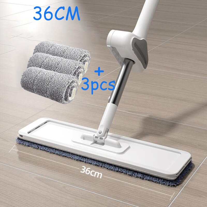 Squeeze Mop Microfiber Floor Mop Household Cleaning Floor Cleaning Brooms Mop Rag No Hand Washing Rotate 360 Degrees Adjustable: 36CM 3pcs mop Cloth