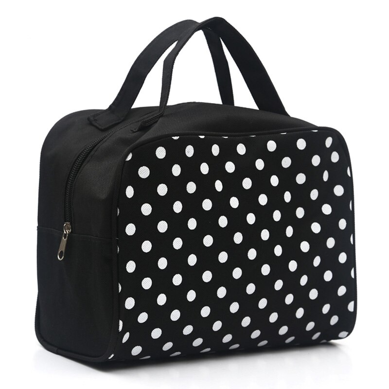 Lady Multifunctionele Cosmetische Opbergdoos Stippen Zakken Vrouwen Make-Up Tas Met Zakken Toilettas Pouch Travel Accessoires Sac: Black