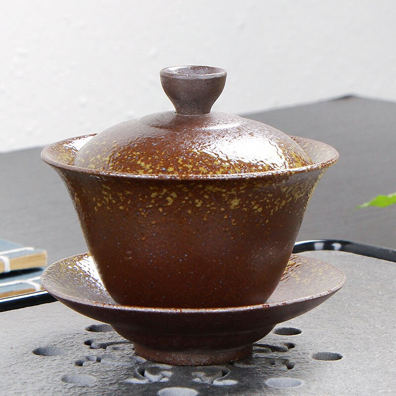 Retro te terrin kinesisk lertøj sancai te skål te sæt fambe brænde keramisk kop kop og underkop sæt: B 3.8 tommer
