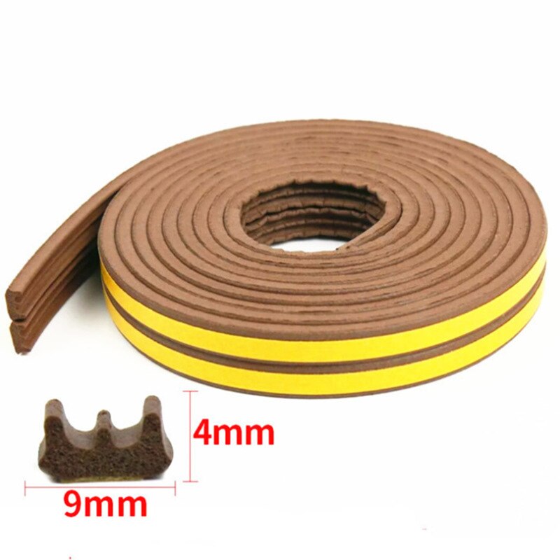 Zelfklevende Epdm Weer Strip Voor Deur Windows Geluiddichte Afdichting Strip Botsingen Kloof Isolatie Schuim Tochtstrip 10M: E type Brown / 5 M