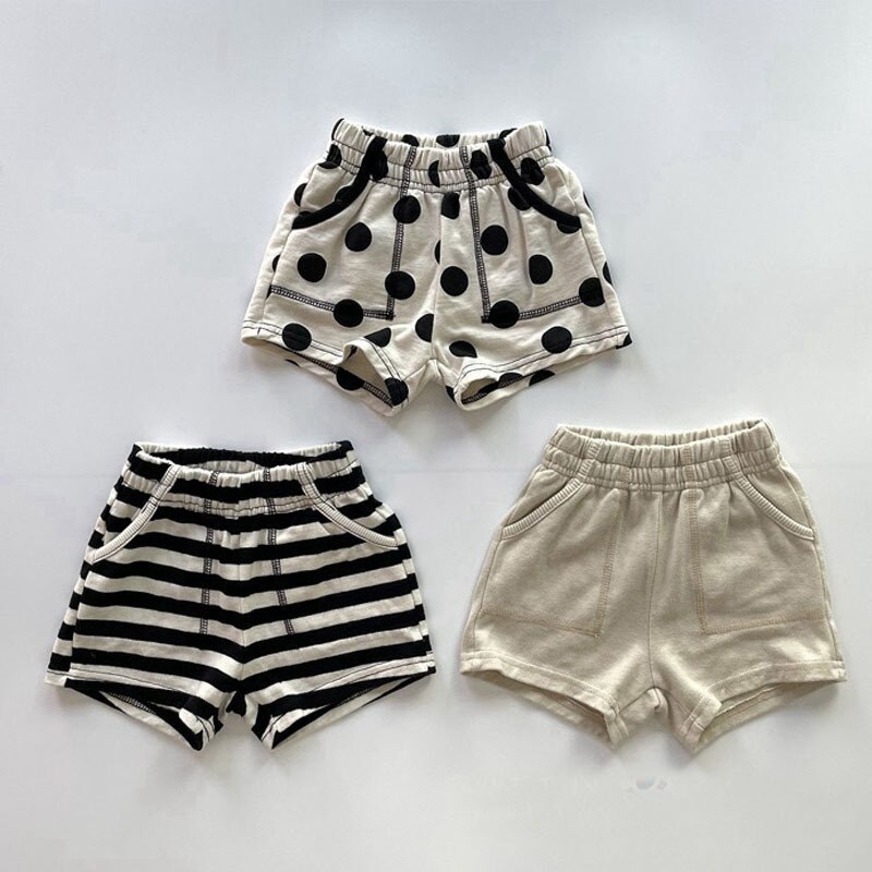 Pantalones cortos con estampado de lunares para niña, ropa informal de verano para niño, pantalones cortos a rayas para bebé, novedad de Primavera de 2022