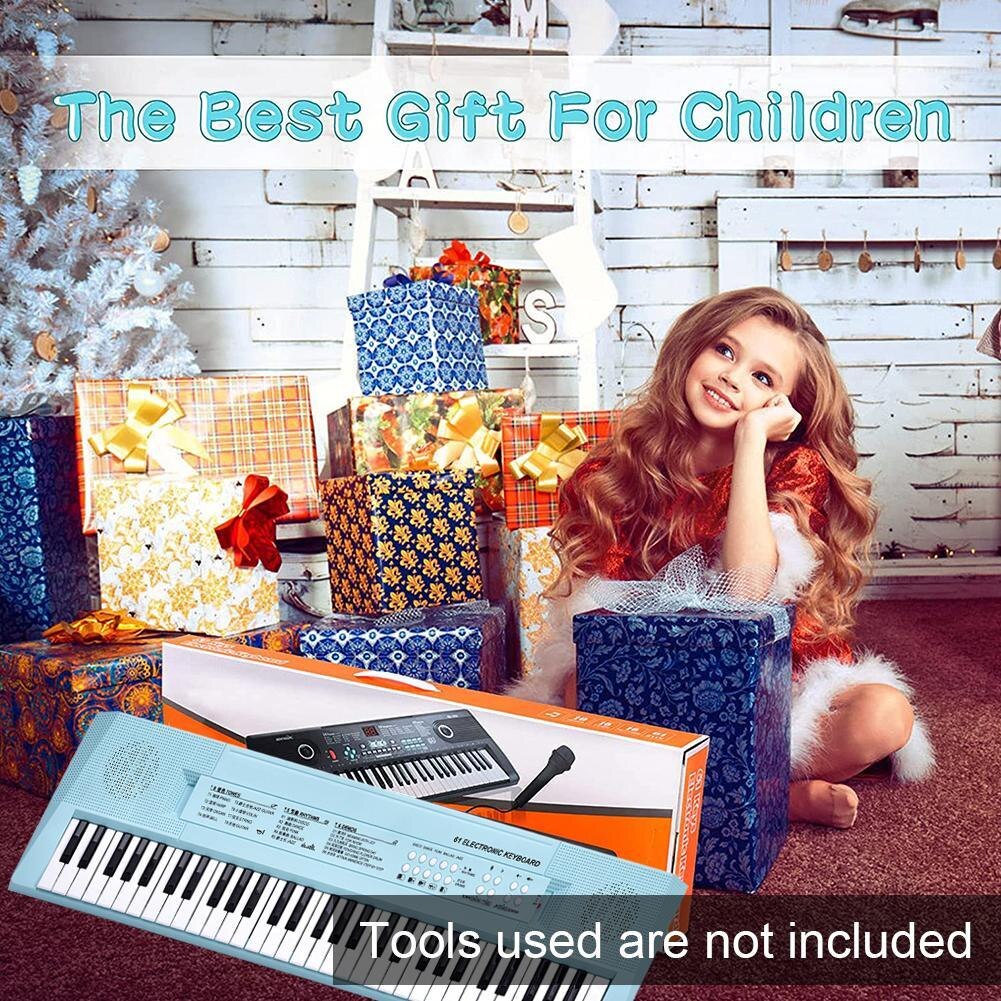 Teclado electrónico de 61 teclas, Piano, componentes de plástico y electrónicos, instrumentos musicales para niños, de navidad