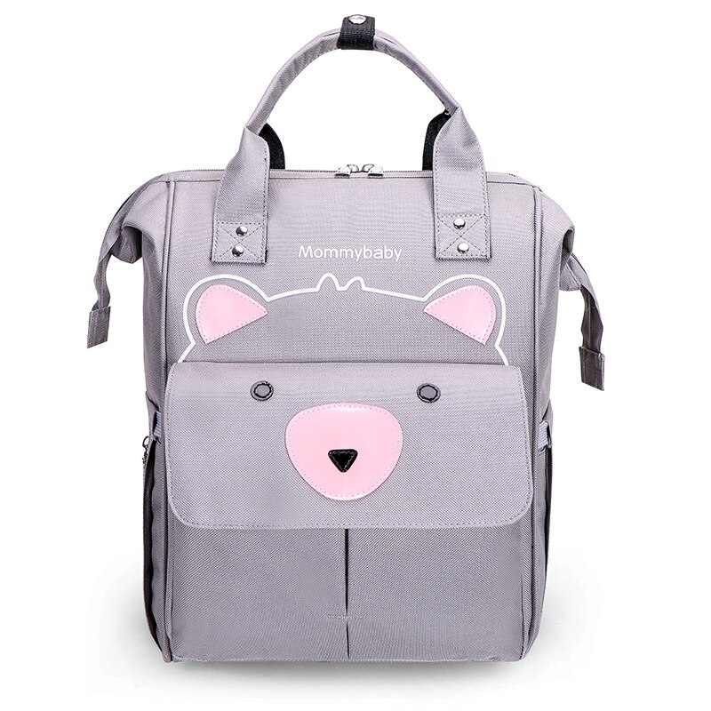 bolsa pañales mochila maternal pañalera LEQUEEN-Bolsa de pañales para bebés, mochila impermeable para mamá, bolsa de maternidad, bolsa de pañales para mantener el calor, cochecito de mamá: Grey bear