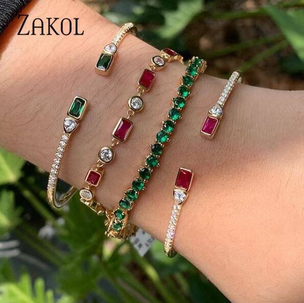 Zakol novo design de metal zircon aberto ajustável manguito pulseiras para mulher cobre menina festa jóias fsbp2212