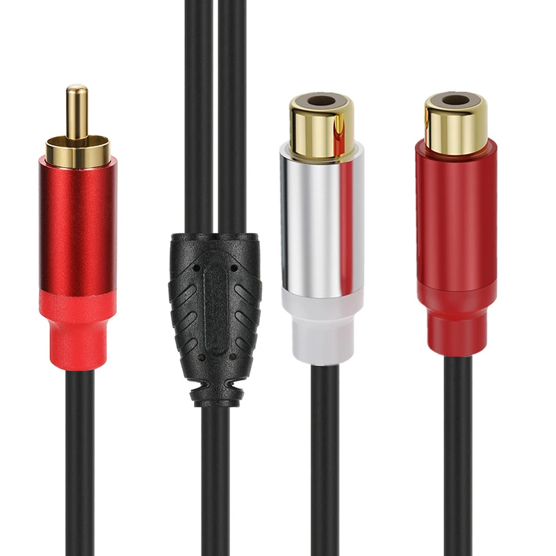 RCA Kabel Splitter 1 in 2 Out Stecker auf Buchse Audio Kabel Stecker Konverter Auto Verstärker Lautsprecher Heimkino Verlängern Draht Adapter: Black