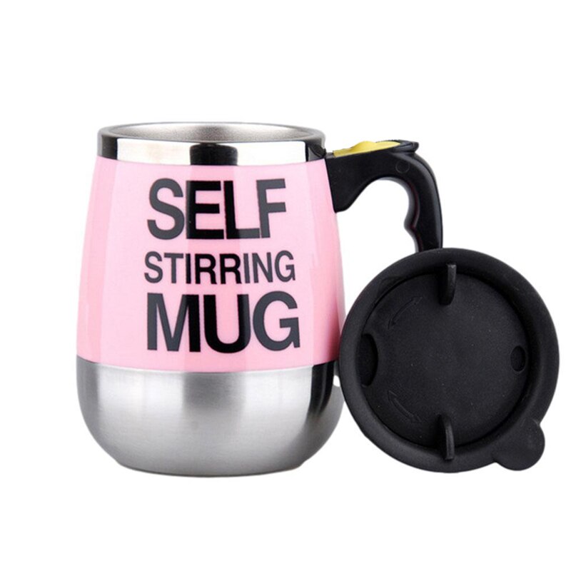 Electric Self Stirring Coffee Mug Automatic Self Mixing Spinning Insulated Smart Stainless Steel Home Mixer Milk Whisk Cup: Pink