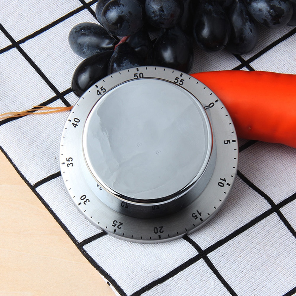 Stainless Steel Kitchen Magnetic Manual Mechanical Cooking Timer Home Mechanical Reminder Baking Timer Countdown Tool