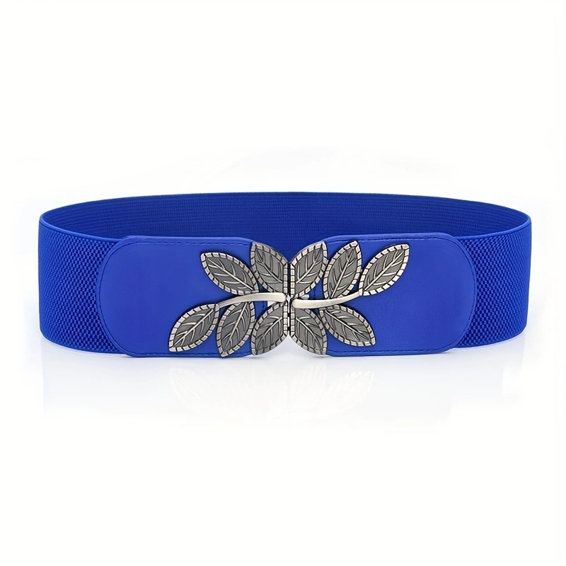Cinture larghe con fibbia a foglia Vintage ▾ cintura elastica classica in vita tinta unita elegante cintura per cappotto per donna: Blu