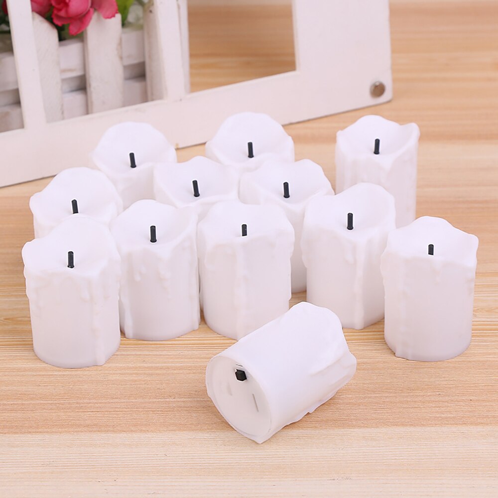 12 PCS of LED Electric Battery Powered Tealight Candles Warm White Flameless for /Wedding Decoration Christmas Decoration: White