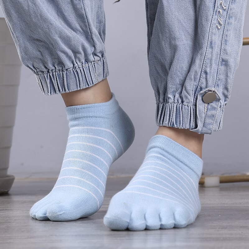 1 paire de chaussettes à cinq doigts en pur coton pour femme et fille, rayées, solides, , mignonnes, Harajuku, sans spectacle, avec orteils, offre spéciale