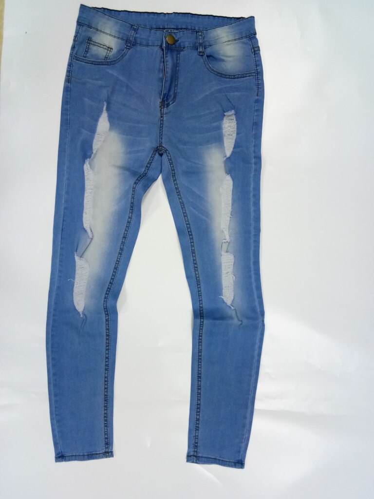 Herr casual skinny jeans byxor herr solida svarta slitna jeans herr slitna tiggarjeans med knähål för ungdomsmän