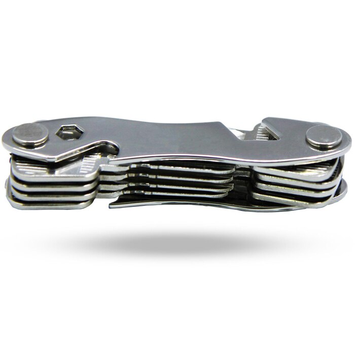 Compact Key Organizer Premium Key Holder with Built-In Tools Bottle Opener/Phone Stand Metal Holder: Silver