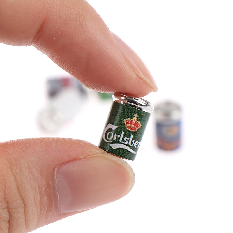 5 Pcs 1:12 Schaal Miniatuur Leuke Simulatie Blauw Bier Blikjes Poppenhuis Poppen Accessoires Keuken Mini Play Drinken Speelgoed