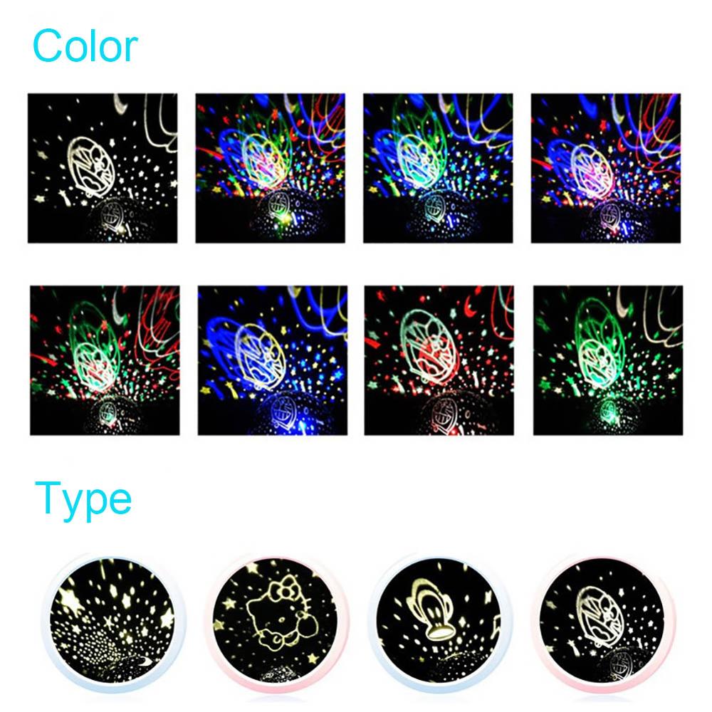 Nachtlampje Projector Star Moon Sky Roterende Batterij Operated Bedlampje Voor Kinderen Kids Baby Slaapkamer Nursery