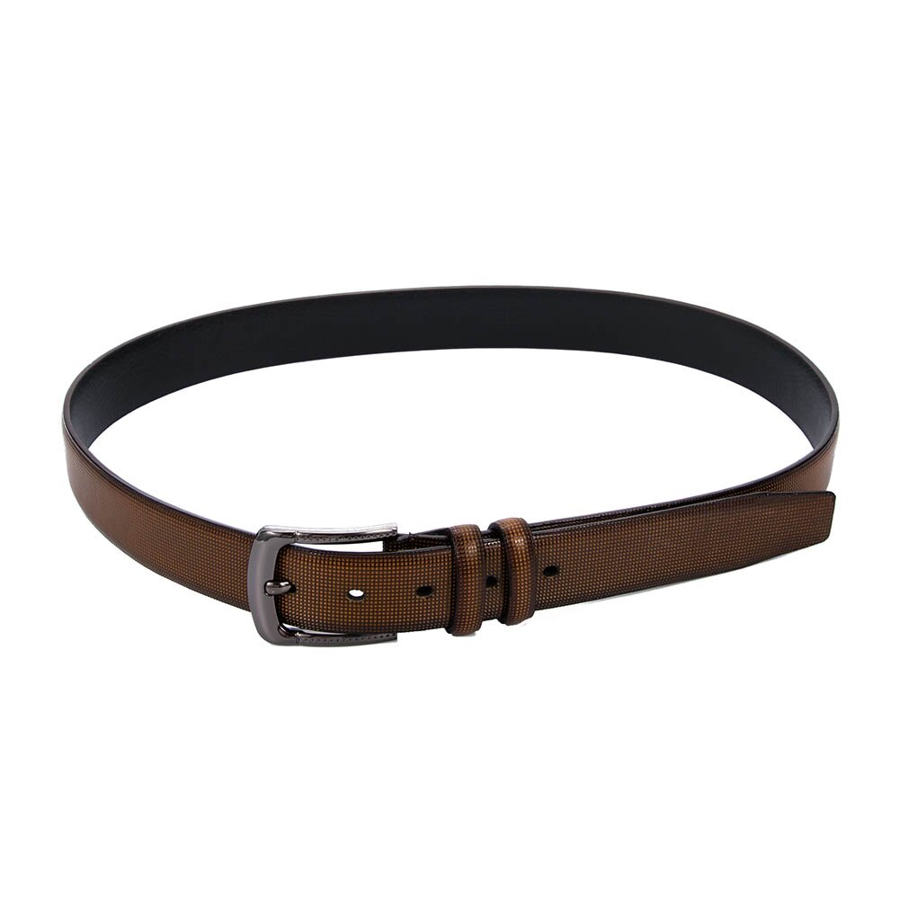 Business Style Double loop Belt Simulation PU Leather Belt For Men's Accessories Black/Coffee/Brown Color: coffee