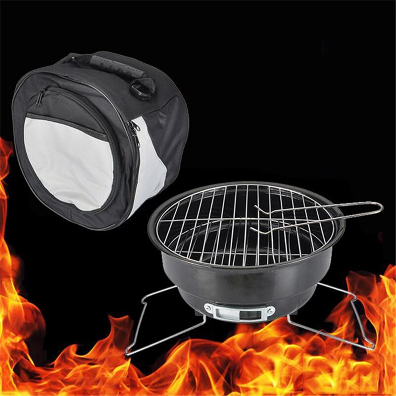 Emaille Draagbare Mini Ijs Zak Barbecue Grill Isolatie Ijs Kolen Grill Huishouden Outdoor Camping Draagbare Bbq Ronde Grill