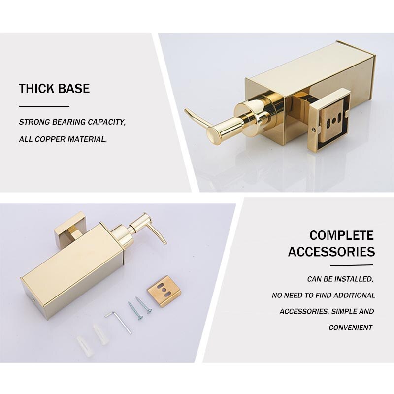 Soap Dispenser Stainless Steel Hand Liquid Soap Dispenser Squeeze Wall Mounted Soap Dispenser Hotel Bathroom Square