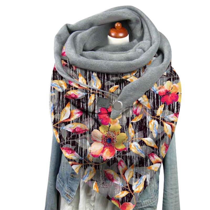 Multi-usages col châle femmes noël impression écharpe bouton écharpe enveloppes Triangle foulards Plus velours motif papillon