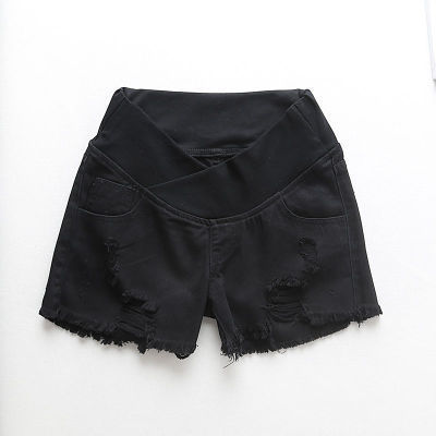 Gravid kvinde shorts sommer udendørstøj lavtaljede cowboyshorts gravid kvinde sommertøj sæson løs gravid kvinde: Sort / L